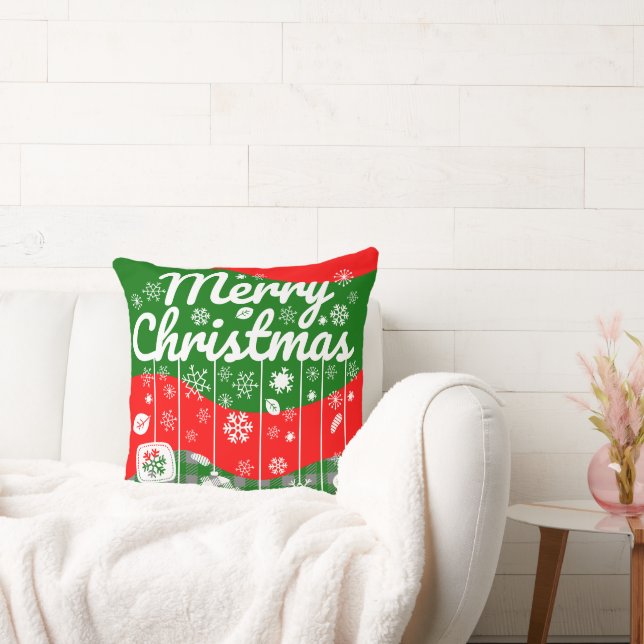 Coussin Christmas Throw Pillow – White Ornaments (Canapé)