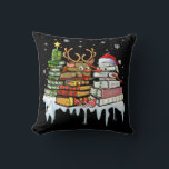 Coussin Christmas Tree Snowman Reindeer Book Librarian<br><div class="desc">Christmas Tree Snowman Reindeer Librairie de la pile de livres</div>