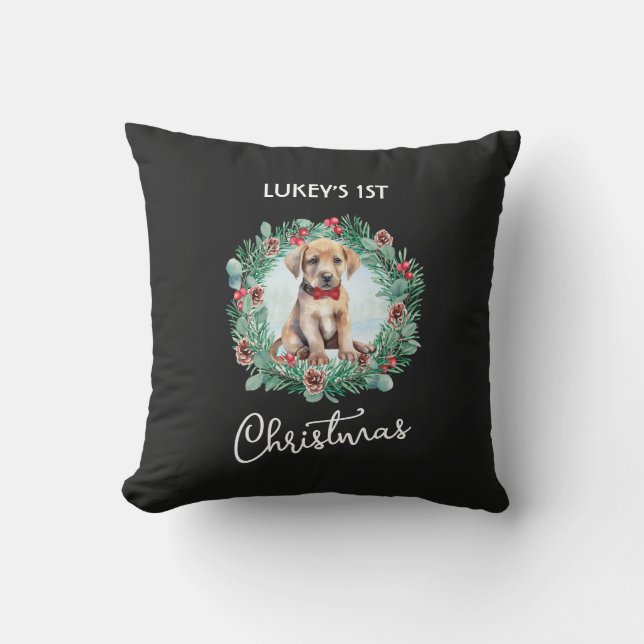 Coussin Christmas Yellow Lab Labrador Retriever Chien chio (Recto)