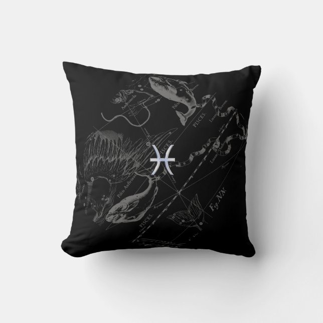 Coussin Chrome comme Pisces Zodiac Connexion Black Heveliu (Recto)
