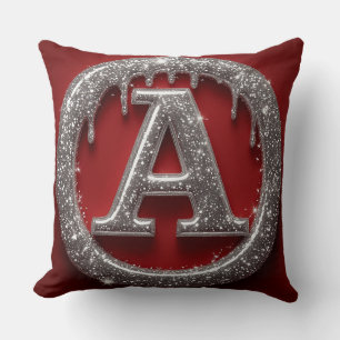 Coussin Chrome Drip Lettre A Monogramme Icône Paillettes
