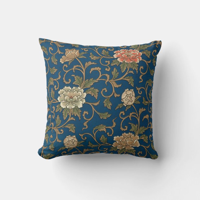 Coussin Chrysanthème japonais Vintage (Recto)