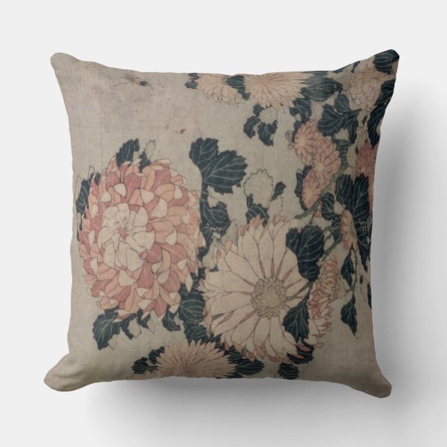 Coussin Chrysanthèmes (bois de graveur de couleur) (Recto)