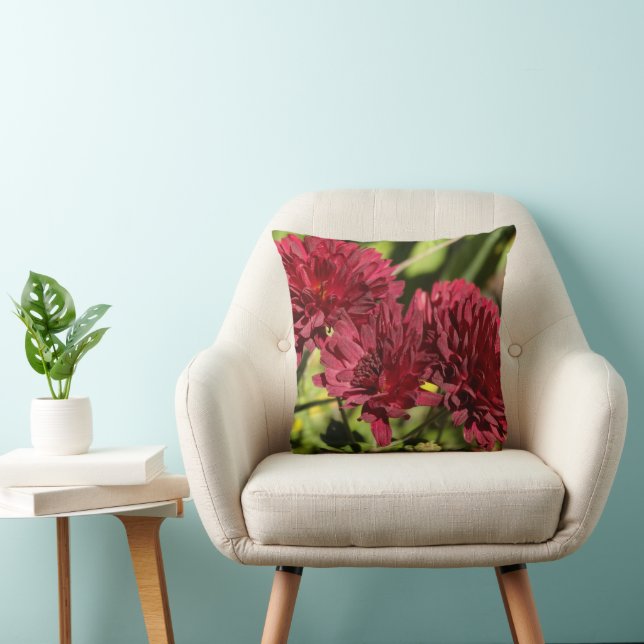 Coussin Chrysanthèmes bordeaux (Chaise)