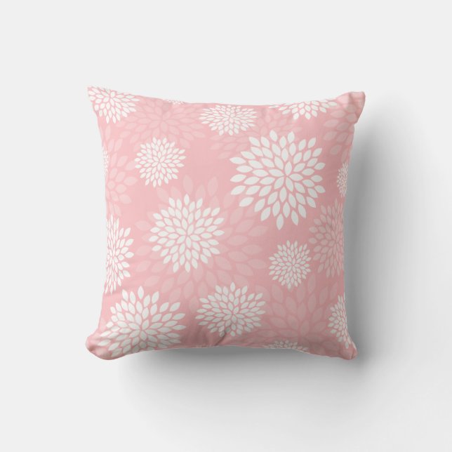 Coussin Chrysanthèmes roses Motifs floraux (Recto)