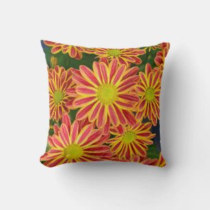 Coussin Chrysanthèmes rouges et jaunes jetez l'oreiller