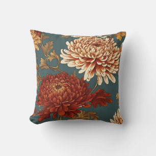 Coussin Chrysanthèmes vintages