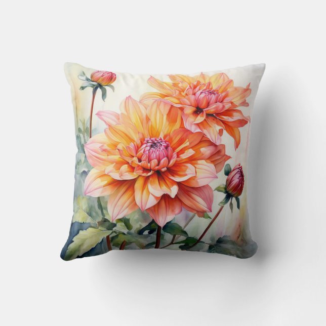 Coussin Chrysanthemum couleur d'aquarelle de la fleur de p (Verso)