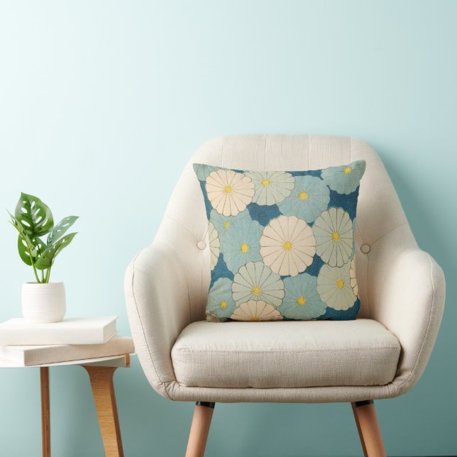 Coussin Chrysanthemum Flower Print Pastel (Chaise)