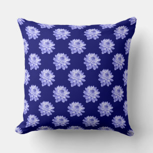 Coussin Chrysanthemum Motif - Deep Navy Blue
