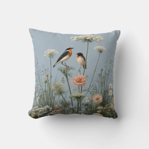 Coussin Chuchotements dans la Prairie Bleu Poudre
