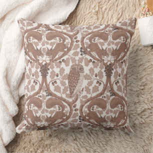 Coussin Chuchotements sylvestres/Hiboux et écureuils dans