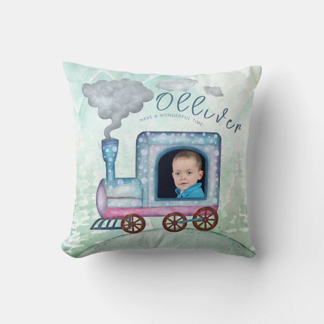 Coussin Chugga Chugga deux garçons photo du train (Recto)