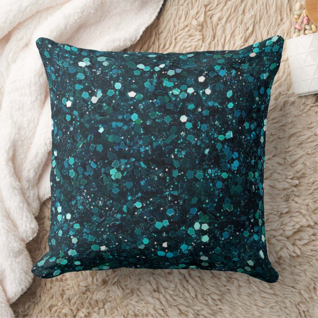 Coussin Chunky Blue Aqua Glitz Parties scintillant Noël (Couverture)