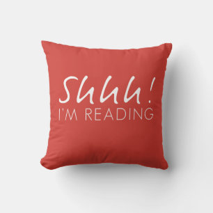 Coussin Chut Rouge Deux Tons ! Je lis l'oreiller à lancer
