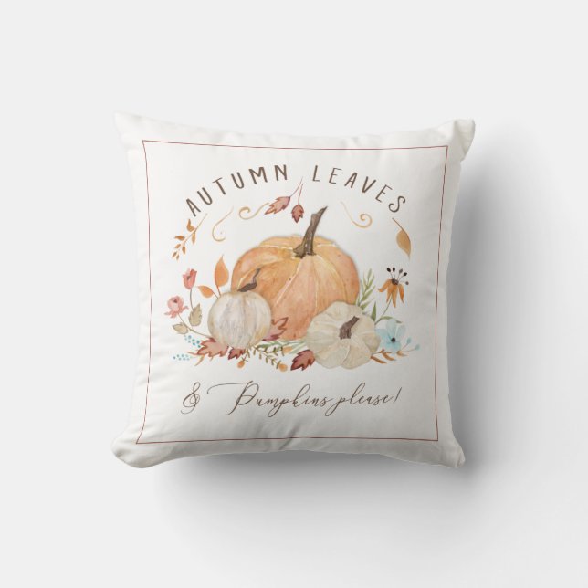 Coussin Chute Citrouille Floral Autumn Leaf aquarelle Foli (Recto)