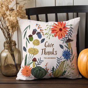 Coussin Chute du champignon floral mignonne Thanksgiving