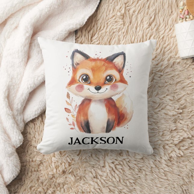 Coussin Chute Fox Aquarelle Animal Automne Cute Enfants No (Couverture)