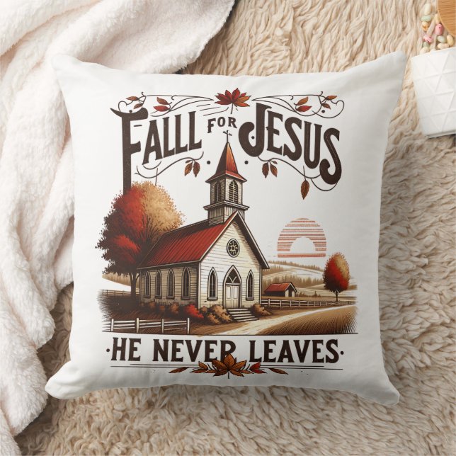 Coussin Chute pour Jésus, il n'a jamais été feuille (Couverture)