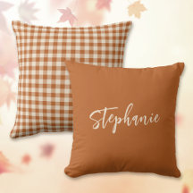 Chute Réversible Orange Brûlé Gingham Carreaux Nom