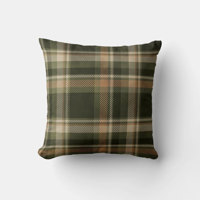 Coussin Chute verte et Tan Plaid (Recto)
