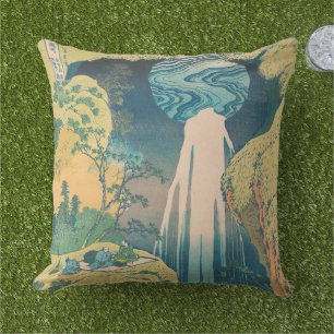 Coussin Chutes d'Amida d'Hokusai Japon Cascade 