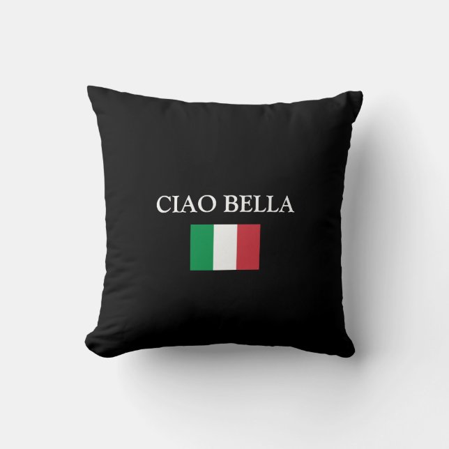 Coussin CIAO BELLA  Drapeau ITALIE Noir (Recto)