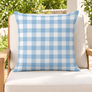 Coussin Ciel Bleu Blanc Gingham Carreaux Vichy
