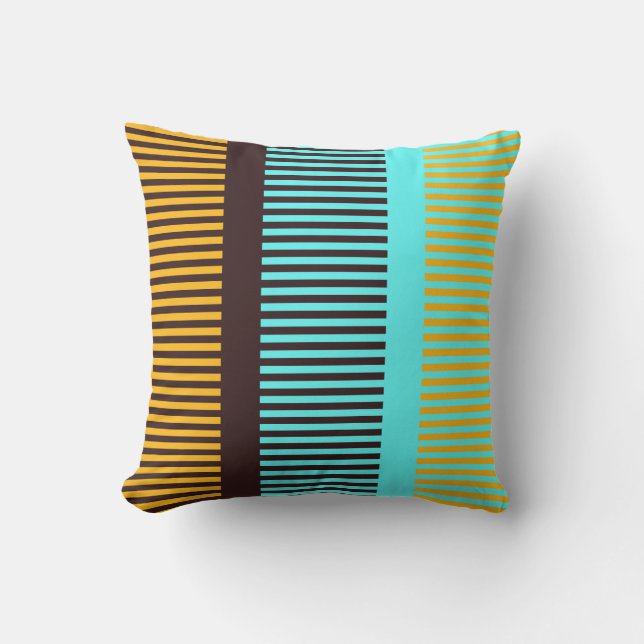 Coussin Ciel bleu jaune Brown rayures (Recto)