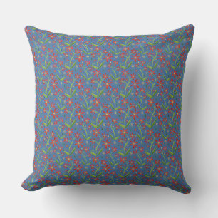 Coussin Ciel Bleu   Marguerites Aquarelles Dansantes