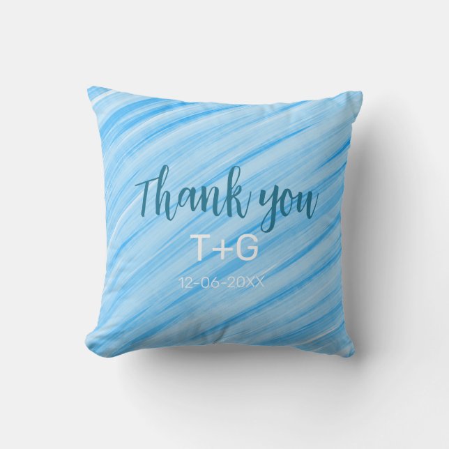 Coussin Ciel bleu merci ajouter nom du couple date année t (Recto)