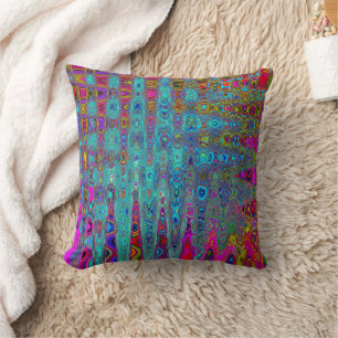 Coussin Ciel Bleu Tripant Vagues Atomiques Abstraites Rétr
