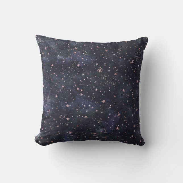 Coussin Ciel céleste étoilé bleu et rose capricieux (Recto)
