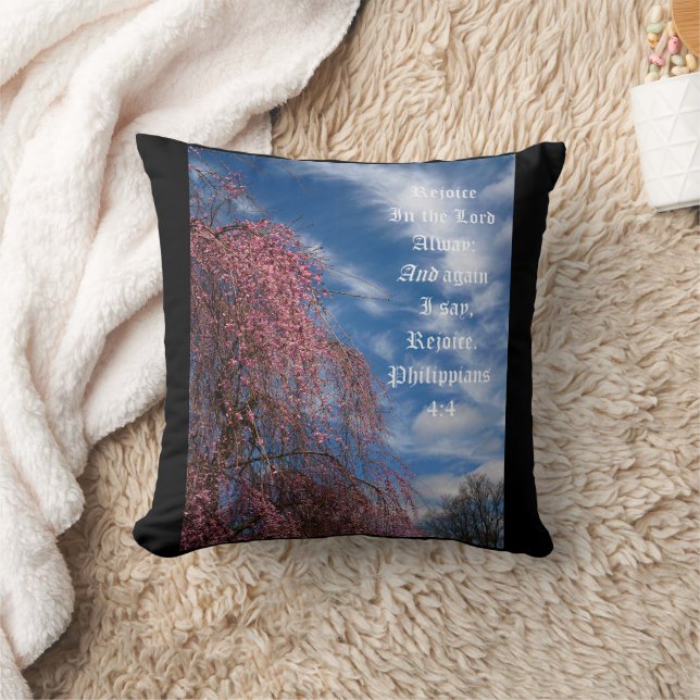 Coussin Ciel d'avril avec Philippiens 4:4 (Couverture)
