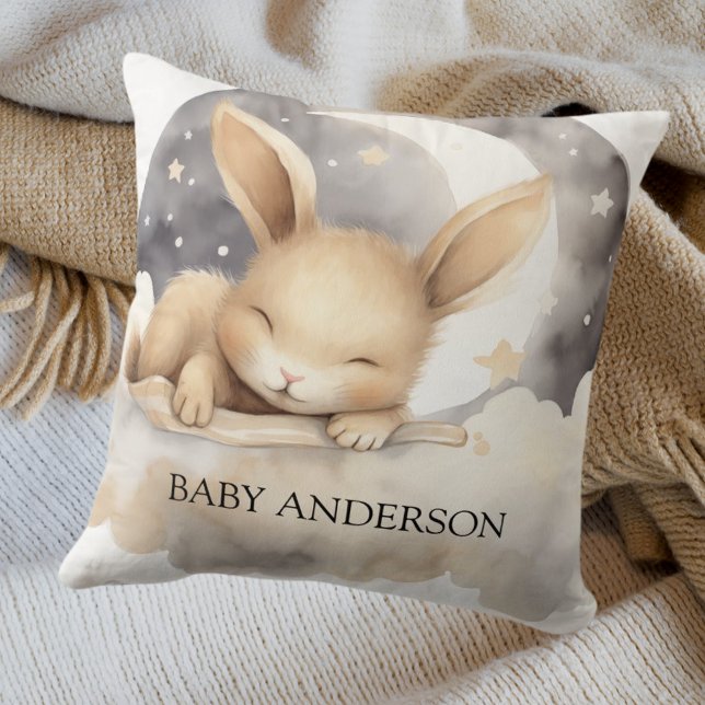 Coussin Ciel de lune de lapin beige mignonne pépinière (Créateur téléchargé)