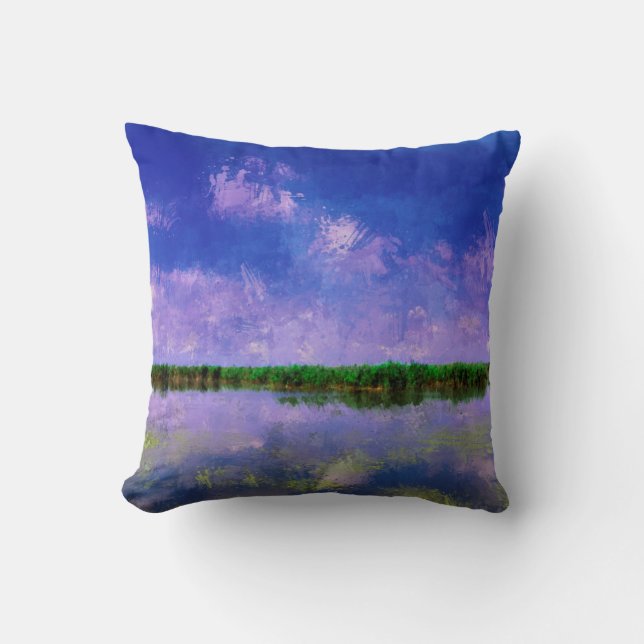 Coussin Ciel d'été bleu et eau (Recto)