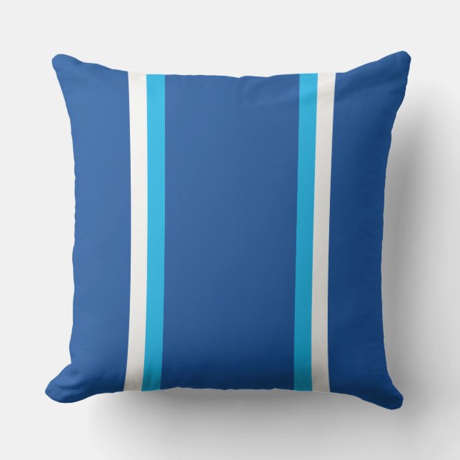 Coussin Ciel Nautique Blancs Sur Bleu Profond (Recto)