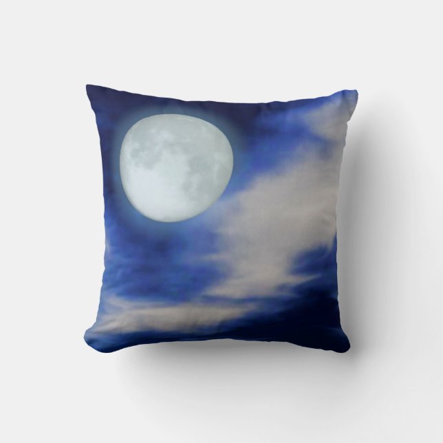 Coussin Ciel nocturne avec lune et nuages (Recto)