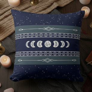 Coussin Ciel nocturne bleu marine lunaire mystique
