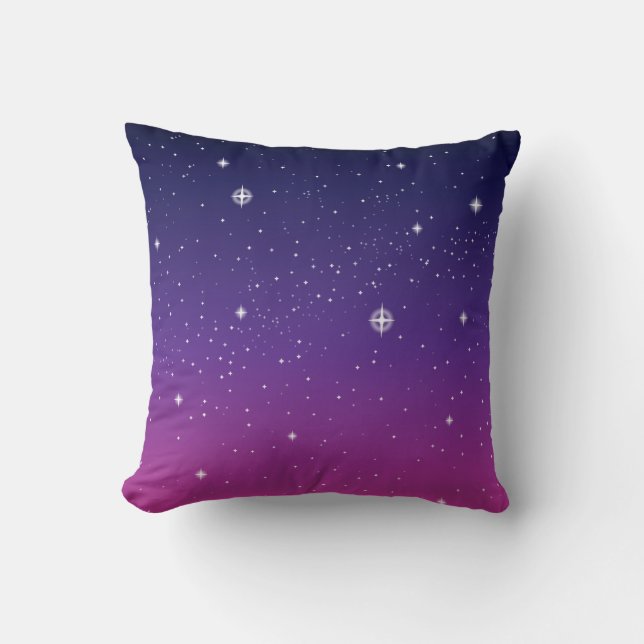 Coussin Ciel nocturne étoilé violet foncé (Recto)