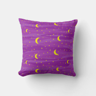 Coussin Ciel nocturne violet foncé - Motif d'étoiles et de