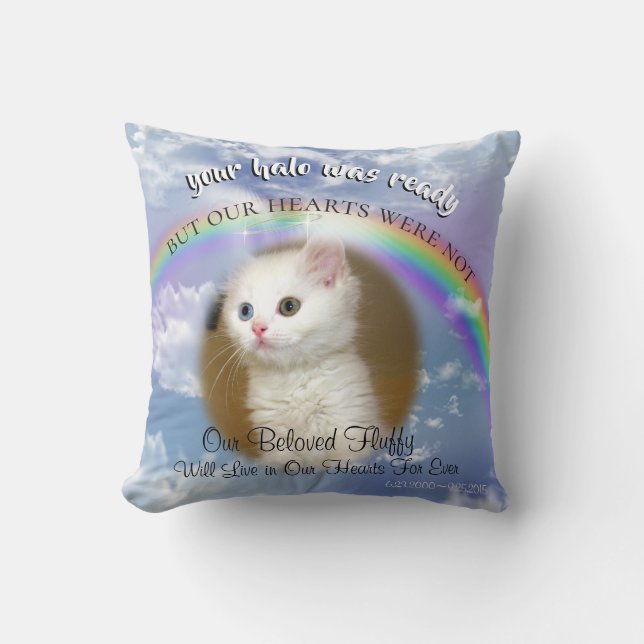 Coussin Ciel paradisiaque avec Mémorial pour animaux de co (Recto)