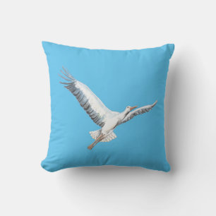 Coussin cigogne blanche volant