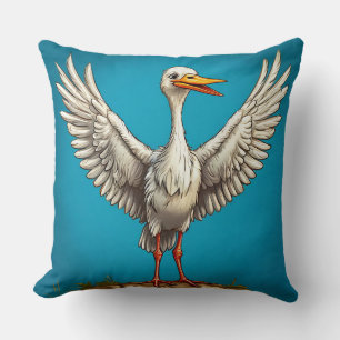 Coussin Cigogne de dessin animé joyeuse