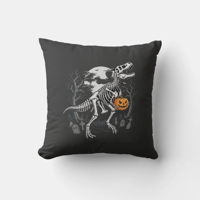Coussin Cimetière de citrouille d'Halloween de squelette d (Recto)
