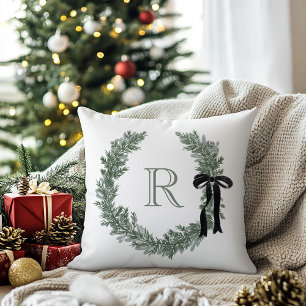 Coussin Cimetière monogramme classique avec cordon noir