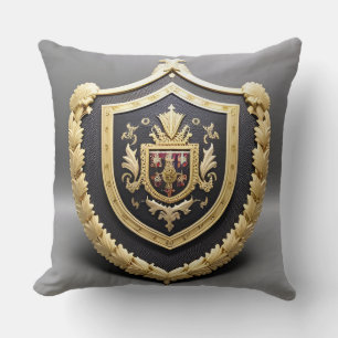Coussin Cimier Ornemental Doré Intemporel avec Bouclier