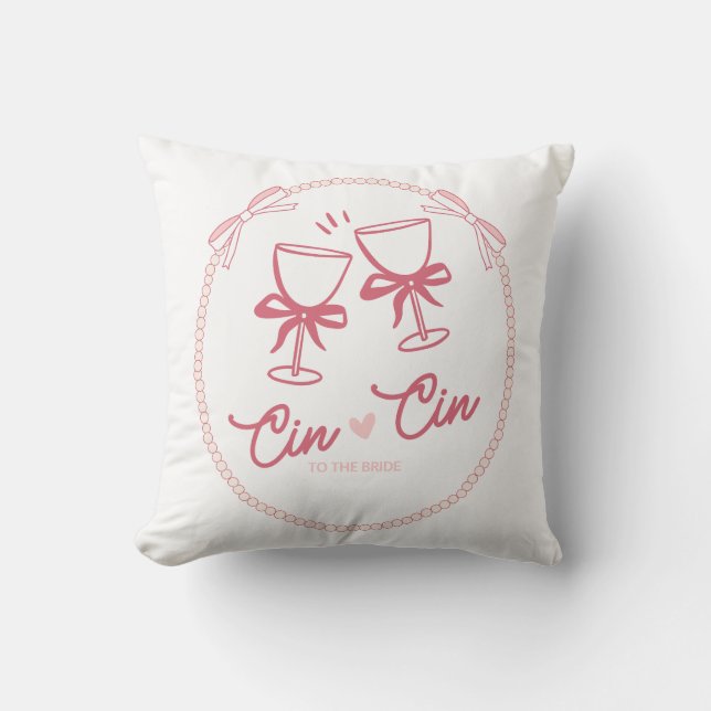 Coussin Cin Cin à la mariée Design | Champagne perlé (Recto)