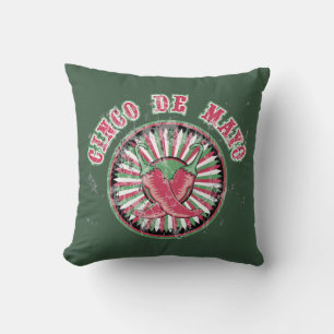 Coussin Cinco de Mayo dévêtu avec poivrons et rayures
