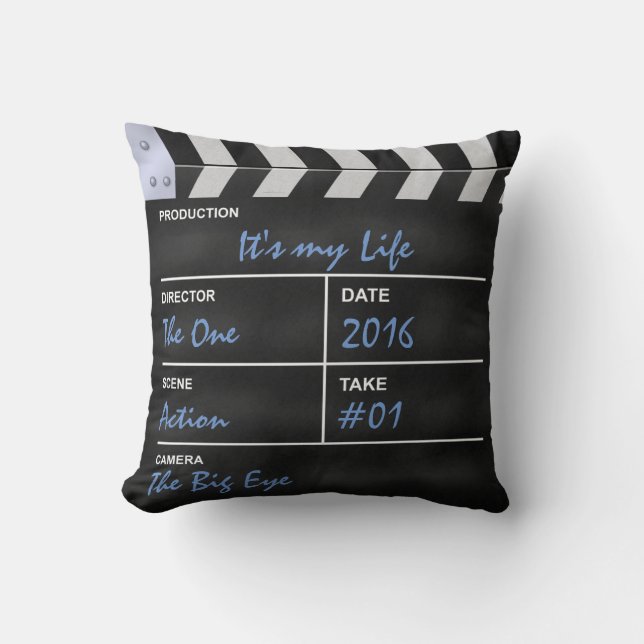 Coussin Cinéma de claquette "c'est ma vie " (Recto)